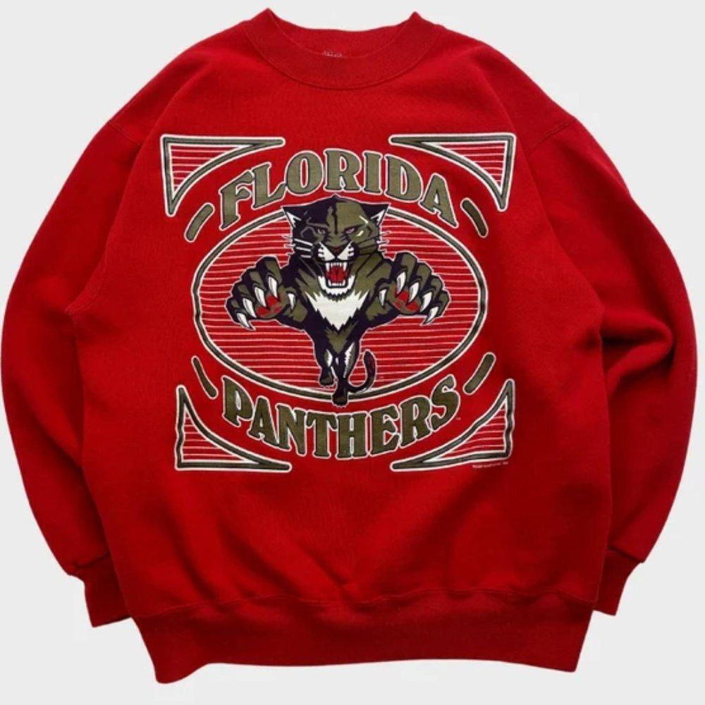 Florida Panthers Nhl Hockey Graphic Red Crewneck Sweatshirt